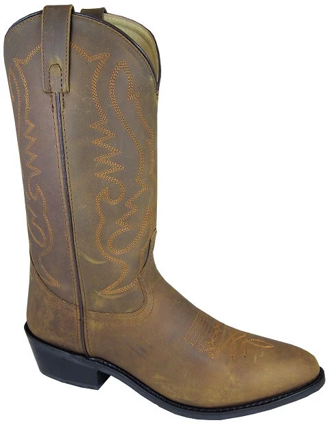 Smoky Mountain Denver Oiled Distress Brown Leather Western Cowboy Boot